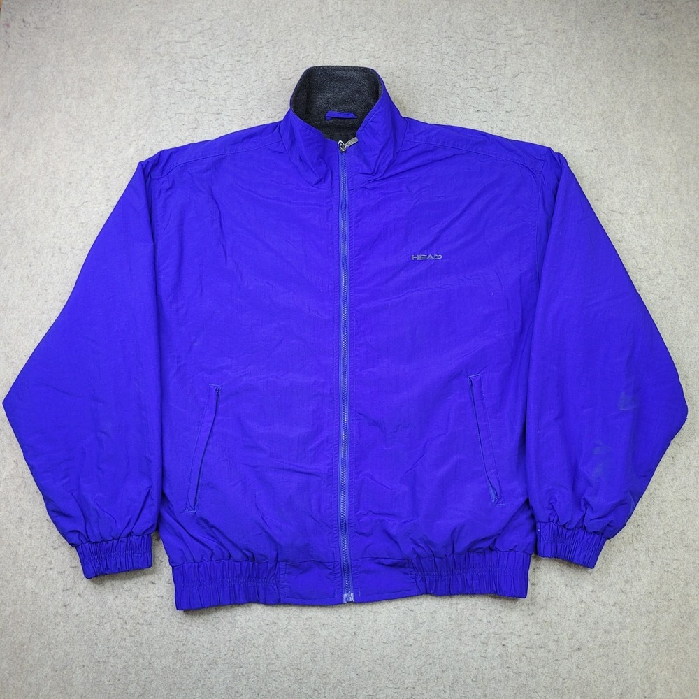 HEAD Ski Jacket Mens L Blue Fleece Lined Full Zip‎ Performance Mock Neck